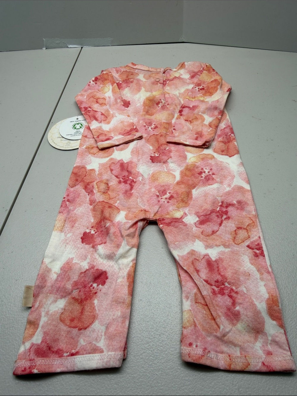 Burt’s Bees Floral Ruffle Long-Sleeve One-Piece Bodysuit in Pink. NWT - Picture 6 of 6